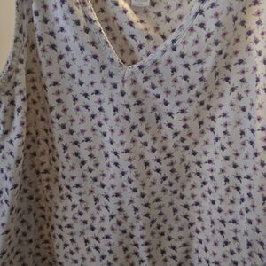 Midnight by Carole Hochman Floral Top - Purple and Pink on White